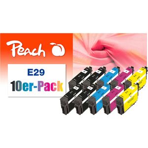 Peach E29 10 Druckerpatronen (2*bk, bk, c/m/y) ersetzt Epson T2986, No. 29, C13T29864010 für z.B. Epson Expression Home XP -235 (wiederaufbereitet)