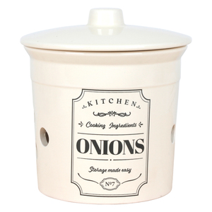 Keramik-Dose 'Onions' mit Deckel und Aufdruck