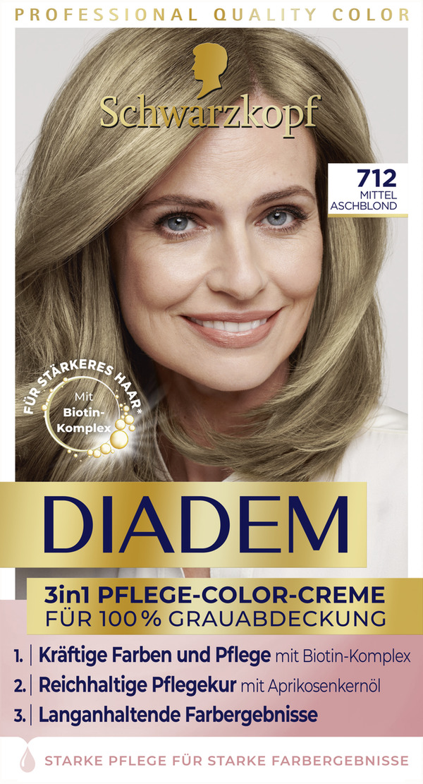 Bild 1 von Schwarzkopf Diadem 3in1 Pflege-Color-Creme 712 Mittel Aschblond