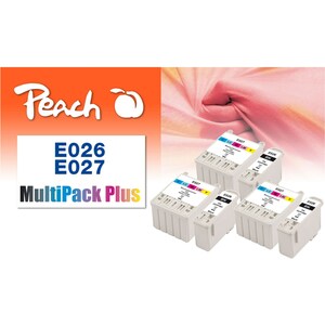 Peach E26 6 Druckerpatronen bk ersetzt Epson T026, T027 für z.B. Epson Stylus Photo 810, Epson Stylus Photo 820, Epson Stylus Photo 830