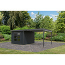 Bild 1 von Karibu Gartenhaus-Set 'Meteor C' anthrazit mit Anbaudach 595,5 x 218,5 x 292,4 cm