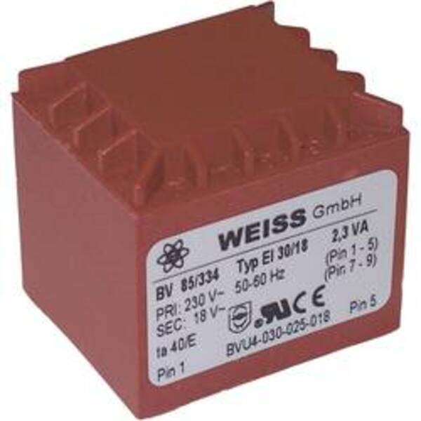 Bild 1 von Weiss Elektrotechnik 85/333 Printtransformator 1 x 230 V 1 x 15 V/AC 2.30 VA 153 mA