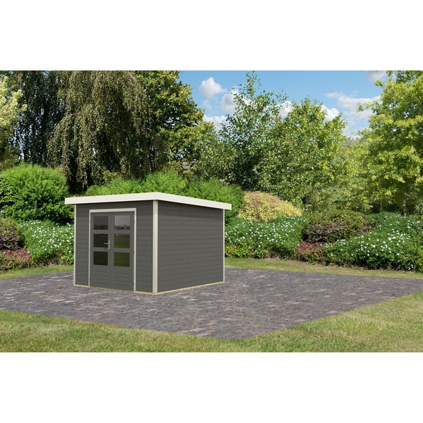 Bild 1 von Karibu Gartenhaus 'Meteor B' terragrau/weiß 309 x 218,5 x 292,4 cm