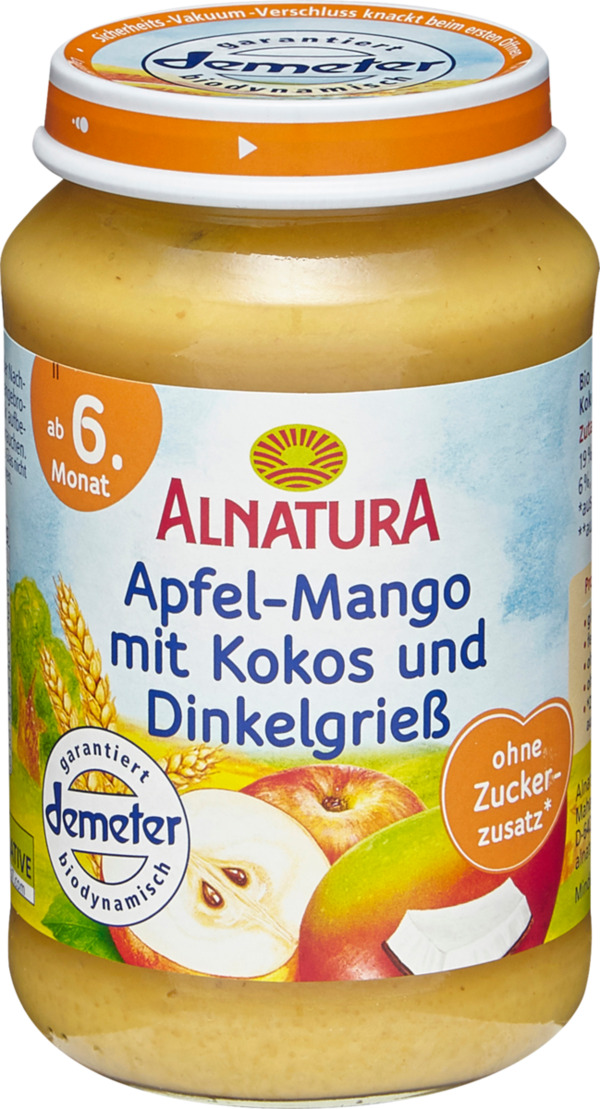 Bild 1 von Alnatura Bio Apfel-Mango mit Kokos und Dinkelgrieß