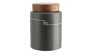 KHG Aufbewahrungsdose  Tee grau Steinzeug/Steingut, Holz Maße (cm): H: 16  Ø: [10.0] Küchenzubehör