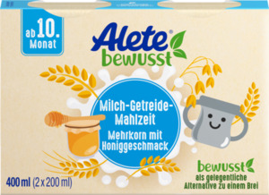 Alete bewusst Milch-Getreide-Mahlzeit Mehrkorn mit Honiggeschmack ab 10. Monat