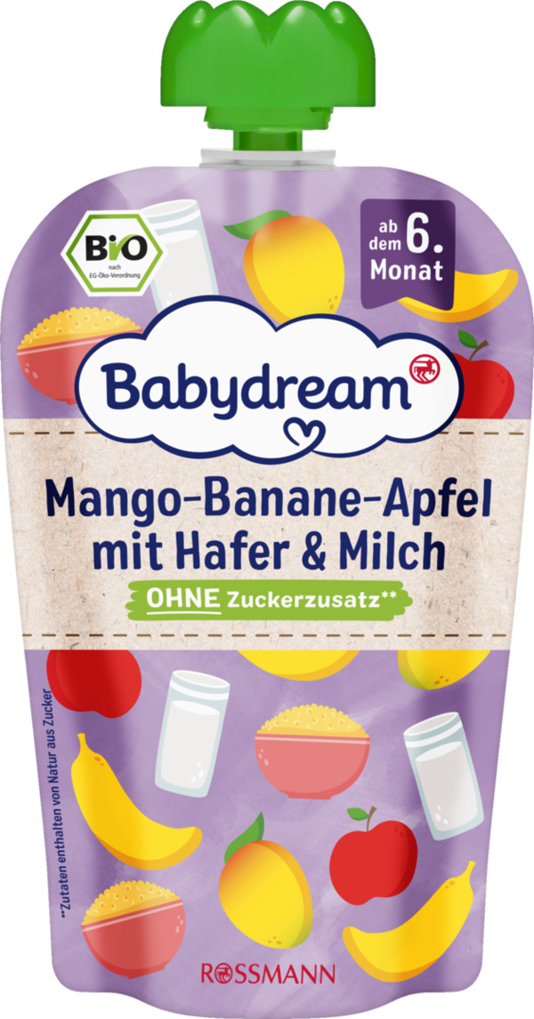 Bild 1 von Babydream Bio Mango-Banane-Apfel mit Hafer & Milch