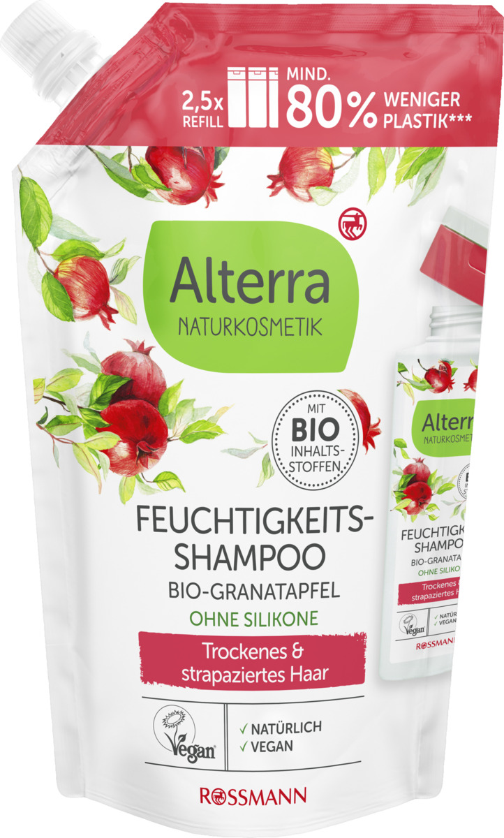 Bild 1 von Alterra NATURKOSMETIK Feuchtigkeits-Shampoo Bio-Granatapfel Nachfüllbeutel