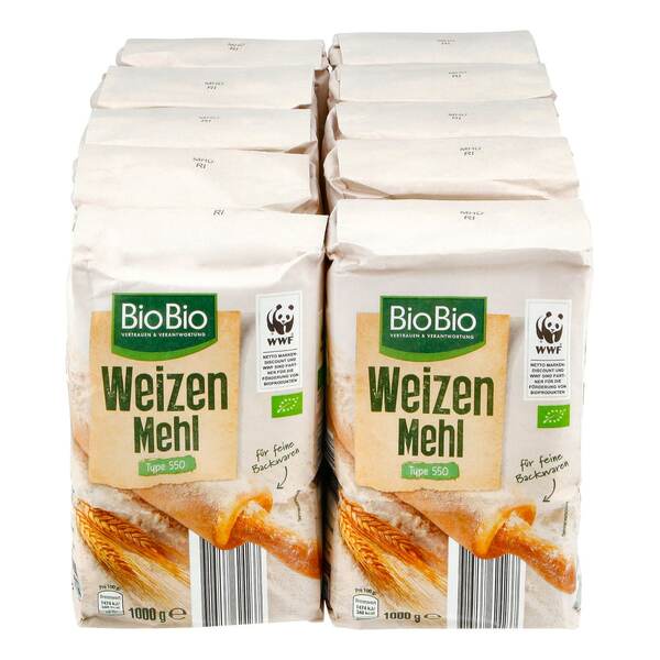 Bild 1 von BioBio Weizenmehl Typ 550 1 kg, 10er Pack