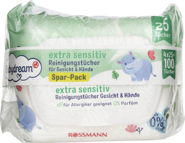 Bild 1 von Babydream Extra sensitive Reinigungstücher Gesicht & Hände Spar-Pack