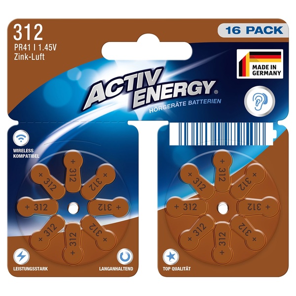 Bild 1 von ACTIV ENERGY Hörgerätebatterien, 16er-Packung