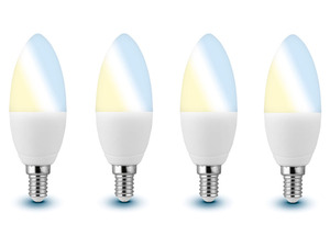 LIVARNO home 4er Set - Leuchtmittel Lichtfarbensteuerung, Zigbee Smart Home, 6 Watt, E14