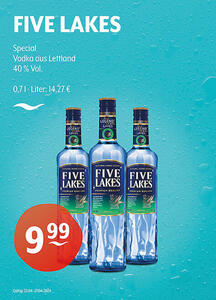 FIVE LAKES Special
Vodka aus Lettland
40 % Vol.