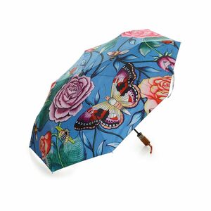 ANUSCHKA® Regenschirm Holzgriff Handschlaufe Knopf zum Bedienen