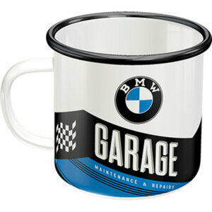 Retro Emaille Becher - BMW Garage Inhalt 360ml