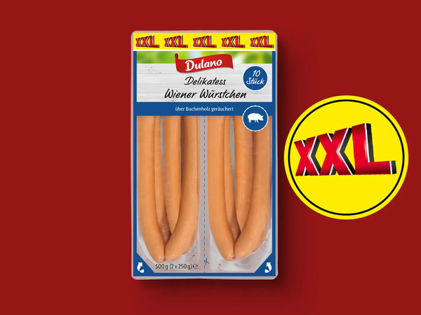 Bild 1 von Dulano Delikatess Wiener Würstchen XXL, 
         2x 250 g