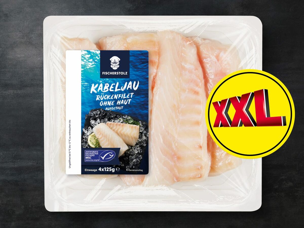 Bild 1 von Fischerstolz MSC Kabeljau Rückenfilet XXL, 
         4x 125 g