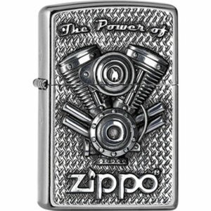 Original Zippo V-Twin        chrom gebürstet