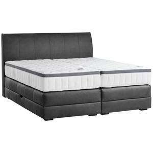 Novel Boxspringbett, Anthrazit, Textil, Wenge, H2, 7-Zonen, Höhe ca. 27 cm, 200x200 cm, Bettkasten, Federkernmatratze, Schlafzimmer, Betten, Doppelbetten