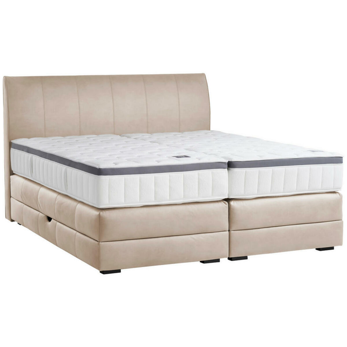 Bild 1 von Novel Boxspringbett, Beige, Textil, Wenge, H3, 7-Zonen, Höhe ca. 27 cm, 200x200 cm, Bettkasten, Federkernmatratze, Schlafzimmer, Betten, Doppelbetten