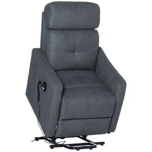 HOMCOM Elektrischer Relaxsessel Fernsehsessel Sessel mit Aufstehhilfe Relaxsessel mit liegefunktion mit Fernbedienung  Polyesterstoff Stahl Grau 71 x 94 x104 cm