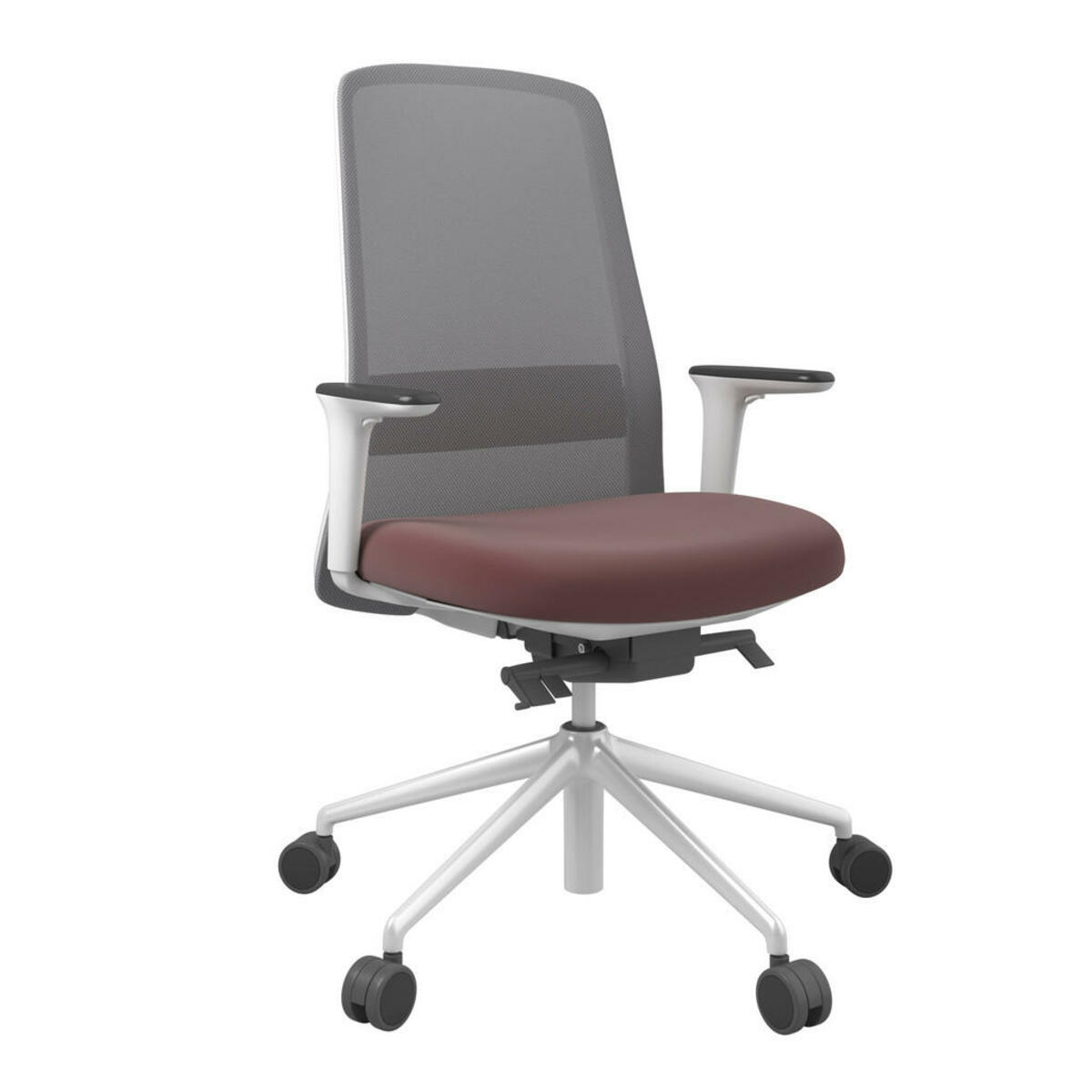 Bild 1 von Drehstuhl, Grau, Weiß, Weinrot, Metall, Kunststoff, Textil, Drehkreuz, 70x103-115x70 cm, Stoffauswahl, Sitzfläche 360° drehbar, Arbeitszimmer, Bürostühle, Drehstühle