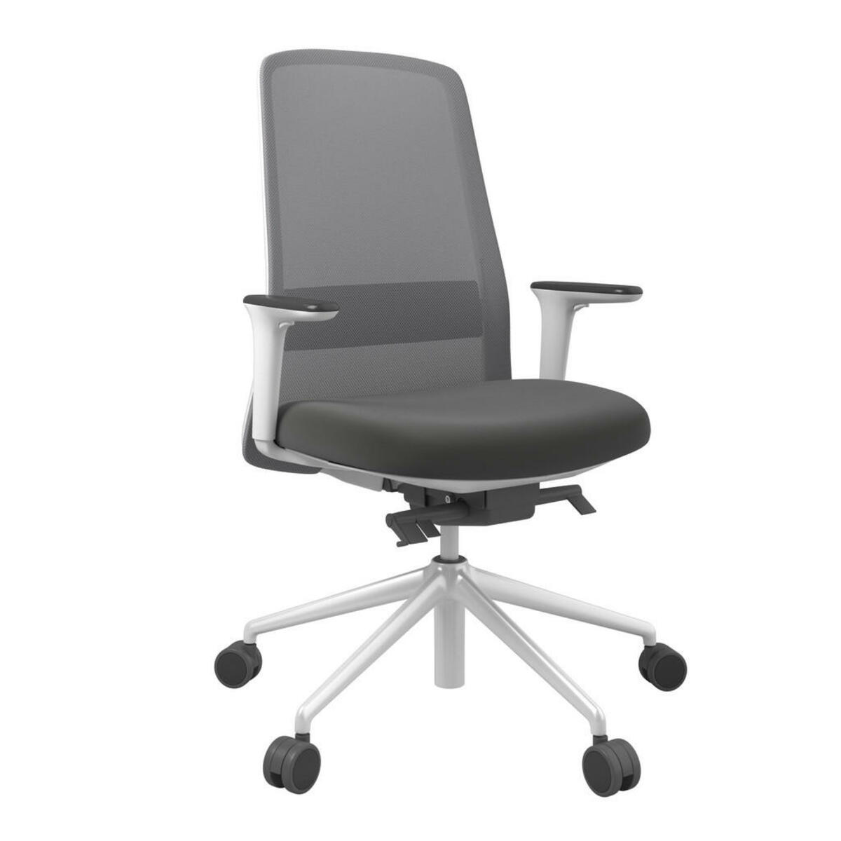 Bild 1 von Drehstuhl, Grau, Schwarz, Weiß, Metall, Kunststoff, Textil, Drehkreuz, 70x103-115x70 cm, Stoffauswahl, Sitzfläche 360° drehbar, Arbeitszimmer, Bürostühle, Drehstühle