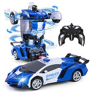 Vubkkty Auto Roboter Spielzeug für Kinder, 2.4GHz Fernbedienung Zwei-in-Eins Transformator RC Auto, 1:18 Scale Transforming Spielzeuggeschenk für Kinder ab 6 7 8 9 10 Jahre