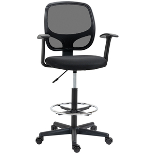 Vinsetto Bürostuhl ergonomischer Schreibtischstuhl mit verstellbarem Fußring Höhenverstellbare Drehstuhl belastbar bis 120kg Schwarz 60x56x110-132 cm