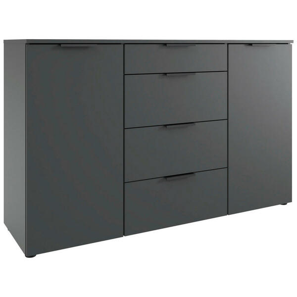 Bild 1 von Boxxx Sideboard, Graphit, Holzwerkstoff, 4 Fächer, 4 Schubladen, 135x84x41 cm, BQ - Bündnis für Qualität, Made in Germany, DIN EN ISO 9001, Schlafzimmer, Schlafzimmer Kommoden