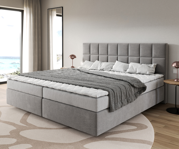 Bild 1 von Boxspringbett Dream-Fine Mikrofaser Grau 200x200 cm Bonell-Matratze PU-Topper