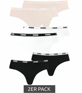 2er Pack PUMA Brazilian Damen-Panties Slips Baumwolle Unterwäsche-Set 603041001 in Schwarz, Weiß oder Rosa