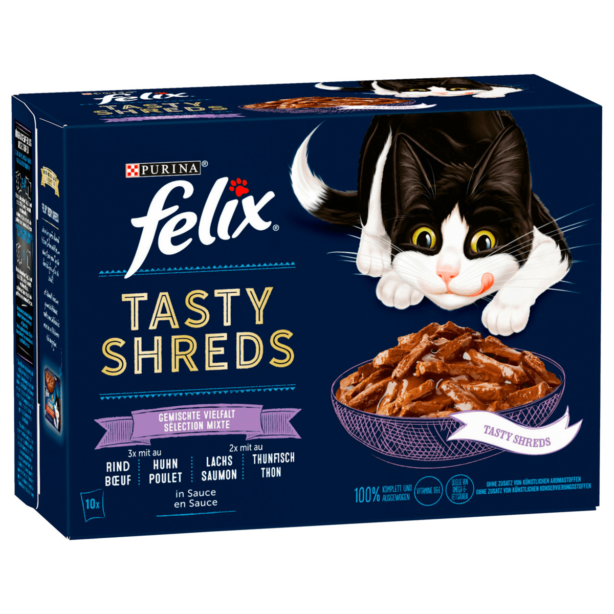 Bild 1 von Purina Felix Tasty Shreds Gemischte Vielfalt in Sauce 10x80g