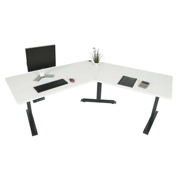Bild 1 von Schreibtisch MCW-D40, Computertisch, 120° elektrisch höhenverstellbar ~ weiß, anthrazit-grau