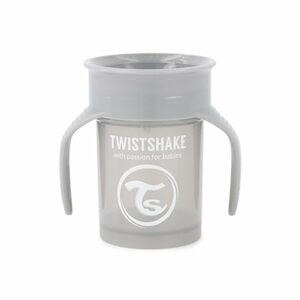 Twistshake 360 Cup Trinklernbecher Kinder mit Griffen 230 ml, Schnabeltasse Baby, auslaufsicherer 360°-Trinkrand, BPA Frei, 6+ Monate, Pastellgrau