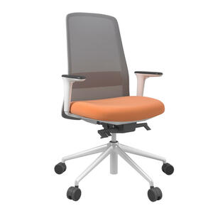 Drehstuhl, Grau, Orange, Weiß, Metall, Kunststoff, Textil, Drehkreuz, 70x103-115x70 cm, Stoffauswahl, Sitzfläche 360° drehbar, Arbeitszimmer, Bürostühle, Drehstühle