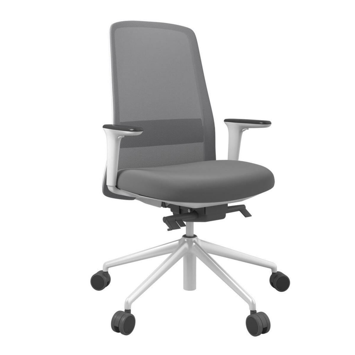 Bild 1 von Drehstuhl, Grau, Weiß, Dunkelgrau, Metall, Kunststoff, Textil, Drehkreuz, 70x103-115x70 cm, Stoffauswahl, Sitzfläche 360° drehbar, Arbeitszimmer, Bürostühle, Drehstühle