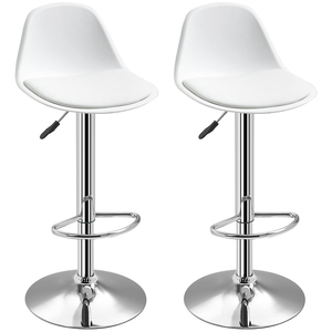 HOMCOM 2er-Set-Barhocker 360° drehbare bis 120 kg(Ein Stuhl) Barstühle mit modernem Design Drehstühle für Bartheke Küche und Zuhause Weiß Kunstleder Stahl 40 x 42 x 82-104 cm