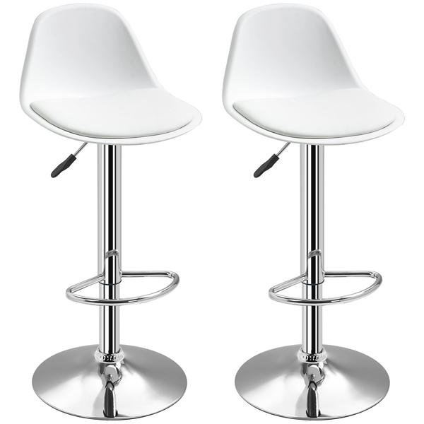 Bild 1 von HOMCOM 2er-Set-Barhocker 360° drehbare bis 120 kg(Ein Stuhl) Barstühle mit modernem Design Drehstühle für Bartheke Küche und Zuhause Weiß Kunstleder Stahl 40 x 42 x 82-104 cm