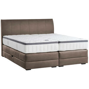 Novel Boxspringbett, Mokka, Textil, Wenge, H2 + H4, 7-Zonen, Höhe ca. 27 cm, 200x200 cm, Bettkasten, Federkernmatratze, Schlafzimmer, Betten, Doppelbetten