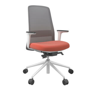 Drehstuhl, Grau, Weiß, Dunkelorange, Metall, Kunststoff, Textil, Drehkreuz, 70x103-115x70 cm, Stoffauswahl, Sitzfläche 360° drehbar, Arbeitszimmer, Bürostühle, Drehstühle