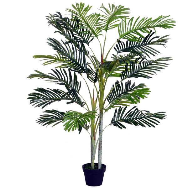 Bild 1 von Outsunny Künstliche Palme Groß 150cm Kunstpflanze mit Pflanztopf Kunstbaum 19 Palmenwedel Deko Kunstpalme Kunststoff