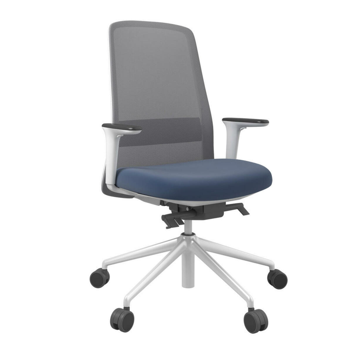 Bild 1 von Drehstuhl, Grau, Weiß, Petrol, Metall, Kunststoff, Textil, Drehkreuz, 70x103-115x70 cm, Stoffauswahl, Sitzfläche 360° drehbar, Arbeitszimmer, Bürostühle, Drehstühle