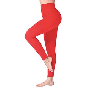SINOPHANT Hochtaillierte Leggings für Damen - Angenehm Weiche Elastische, Dehnbare Sport- und Yogahosen , 1er Pack Rot, S-L (Herstellergröße: ONE SIZE)