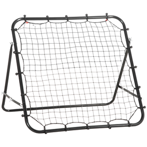 HOMCOM Fußball Rebounder Kickback Tor Rückprallwand Netz, Metallrohr+PE Gewebe, 96 x 80 x 96 cm, Schwarz