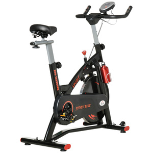 HOMCOM Fahrradtrainer Heimtrainer Fitnessfahrrad mit stufenlosem Widerstand 10kg Schwungrad LCD-Display Höhenverstellbar Stahl 47 x120 x 104,5-117 cm
