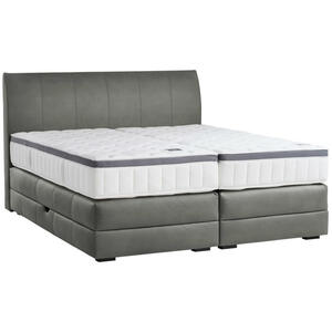 Novel Boxspringbett, Hellgrau, Textil, Wenge, H4, 7-Zonen, Höhe ca. 27 cm, 200x200 cm, Bettkasten, Federkernmatratze, Schlafzimmer, Betten, Doppelbetten