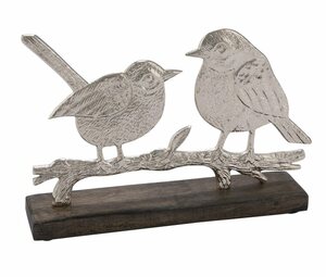 Gehlmann Dekofigur »Vogelpaar auf Mangoholz, silber, *Germany*«, made in Germany