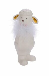 Gehlmann Dekofigur »Keramik - Schaf oder Hase mit Federkragen«, Osterhase, Osterschaf
