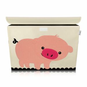 Lifeney Aufbewahrungsbox mit Deckel, Schwein, beige, groß, 51x36x36cm